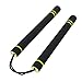 SparkFoam Safe Foam Rubber Training Nunchucks with Cord 2PCS for Kids & Beginners Practice and Training - Multi-Color and Style to Choose from (12 inch Foam with Chain, Black+Yellow Stripe)