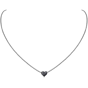 ChicSilver 925 Sterling Silver Heart Initial Necklaces for Women -Dainty Personalized Heart Pendant Letter Alphabet Necklace for Women 01. S Black