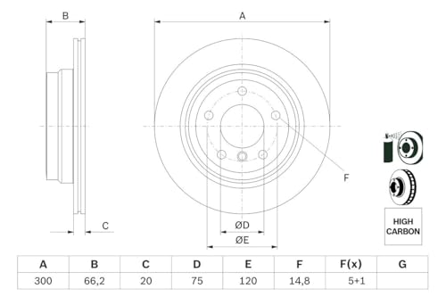 Disques de frein arrière pleins Bosch BD1141 auto 300mm - 5