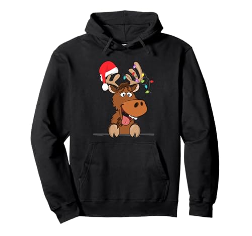 Rentier Pullover mit leuchtender Nase 27 Elch Weihnachten Weihnachtsmütze Lichterkette Rentier Pullover Hoodie