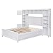 Harper & Bright Designs White Full Platform Bed with All-in-One Cabinet and Shelf Modern Wooden Full Beds with 4 Storage Drawers, Full Size Bed Frame for Bed Room, No Box Spring Needed