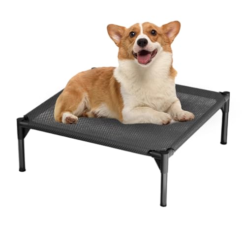 Cesta para perro al aire libre | Cama elevada, antideslizante y lavable, cojín antideslizante, transpirable, refrescante, lavable para interior, invierno, camping, de transporte