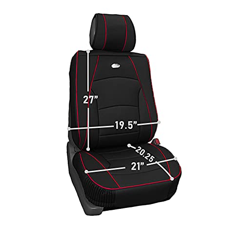 Image of FH Group Ultra Comfort Highest Grade Faux Leather Full Set Car Seat Cushions- Universal Fit for Cars Trucks & SUVs (Black Red Trim)