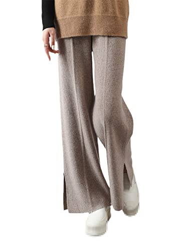Pantalon 100 % laine pour femme keusyoi taille ample en maille chaude M
