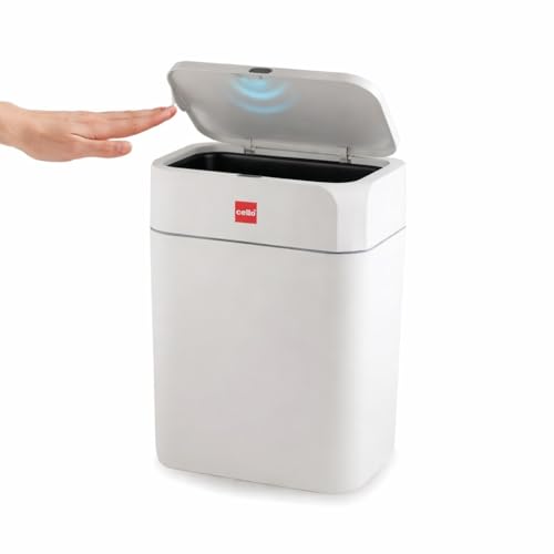 Cello Motion Sensor Smart Trash Bin For Home 12 Liters, White | Durable & Strong Body, Motion Sensor Open-Top Bin Lid |Smart Automatic Garbage Dustbin with Large Capacity For Bathroom, Kitchen, Office