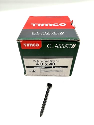 Image of 200 Pcs Box of Black Wood Screws Double Countersunk Multi Purpose (4mm x 40mm) Organic Woodscrews