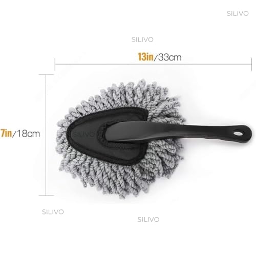 Image of SILIVO Car Cleaning Duster Combo - Extendable Microfiber Mop with Long Handle & Handheld Brush | Scratch-Free Washable Dusting Tools for Car, Bike, Dashboard, Windshield & Home