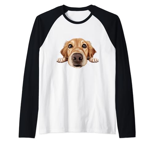 Retrato de perro cara de cachorro golden retriever Camiseta Manga Raglan