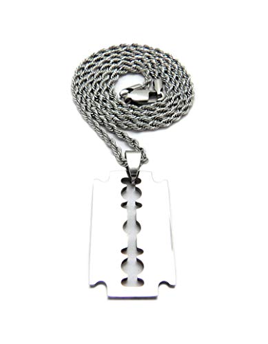 New Razor Blade Pendant 2mm 18" 20" 24" Stainless Steel Rope Chain Fashion Necklace RC4236 (20)