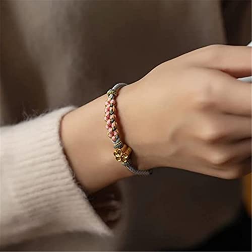 Aphro for Granddaughter - Grandmother and Granddaughter Blossom Knot Bracelet, Adjustable Peach Blossom Bracelet, Handmade Braided Bracelet, Granddaughter Bracelet from Grandma (Blue,Wrist 14-16cm)3