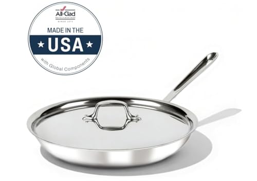 image for All-Clad D3® Stainless Steel 12 inch Frying Pan With Lid- Made in the