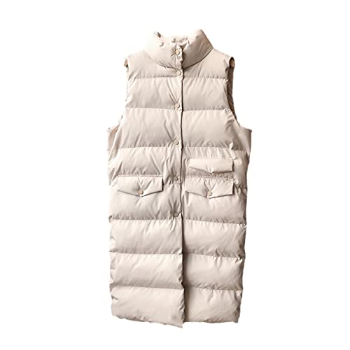 Chaleco largo para mujer con cuello alto que aísla el frío invernal en talla S