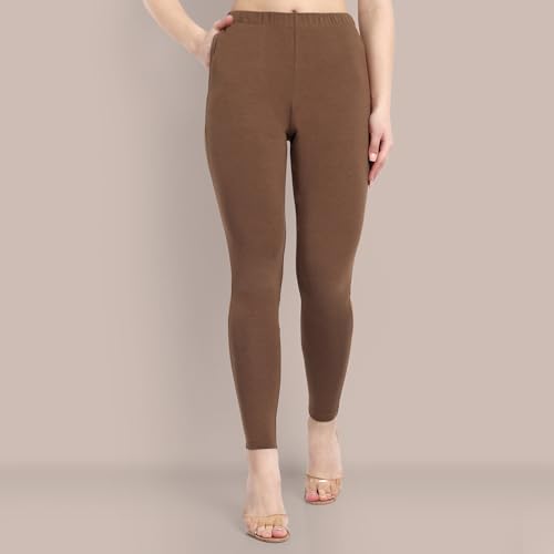 Image of ONE SKY Women Full Length Leggings | Cotton Modal Spandex Blend | High Waist Stretchable & Bio-Washed Fabric | Colour-Lock Technology | Comfortable Leggings for Women