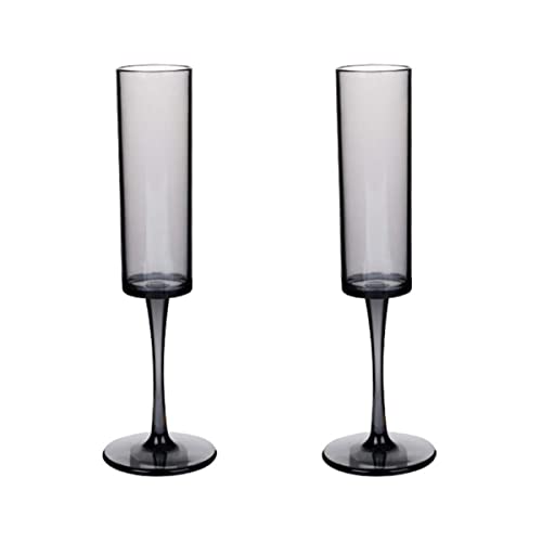 Bestonzon 2 Pcs Unbreakable Champagne Clear Red Plastic Flutes Beer Toasting Shatterproof Goblets Drinkware Flute Birthday Cups Kitchen Black Highball Acrylic Proof Mojito Stem Martini #TOP24