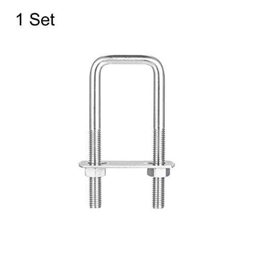 Image of uxcell Square U-Bolts, 32mm(1.26 inch) Inner Width 100mm Length M8 304 Stainless Steel U Clamp Bolt with Nuts and Plates, for Boat Trailer