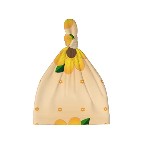 Baby Beanie Golden Sunflower Knotted Hat - Soft, Warm, Comfortable, Headwear for Newborns, 0-6 Months