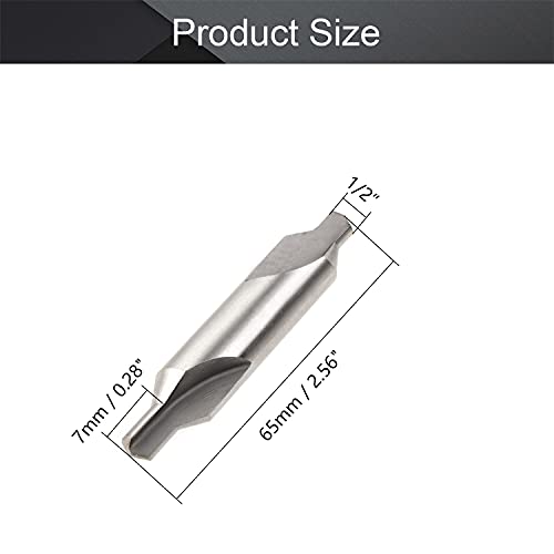 Utoolmart Center Drill Countersink Lathe Bit Mill Tool, Combined Drills Plain Type Imperial, 1/2-Inch Combined Countersinks Drills Set Tool, Hss-6542 Countersinks, 5 Pcs #TOP1