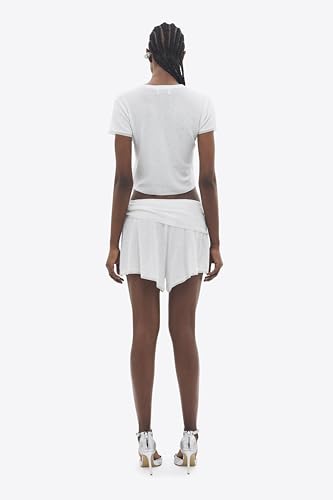 AREA, Girly Rib Knit Short Sleeve Top, S, Off White — view 4