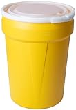 Eagle 30 Gallon Plastic Drum with Lid, Plastic Lever-Lock, 28.5'x21.1', Open Head Lab Pack Drum Made of Durable, Lightweight HDPE, Withstands Weather and Chemicals, Made in USA, Yellow, 1601