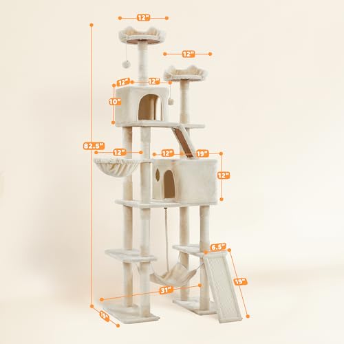 Yaheetech Engineered Wood Plush Sisal Cat Skin Friendly Durable Floor Mount Tower - Image 3