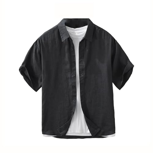 Chemise lin homme respirante couleur unie haut léger décontracté