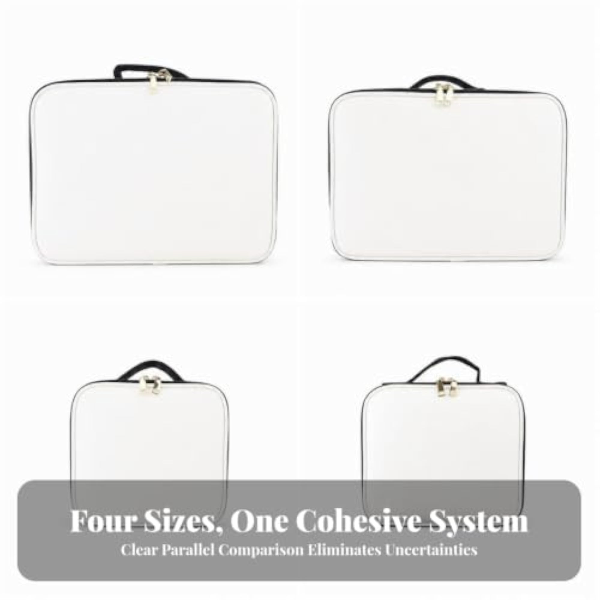 PU Leather Makeup Bag with Handle, Multi-Compartment Organizer