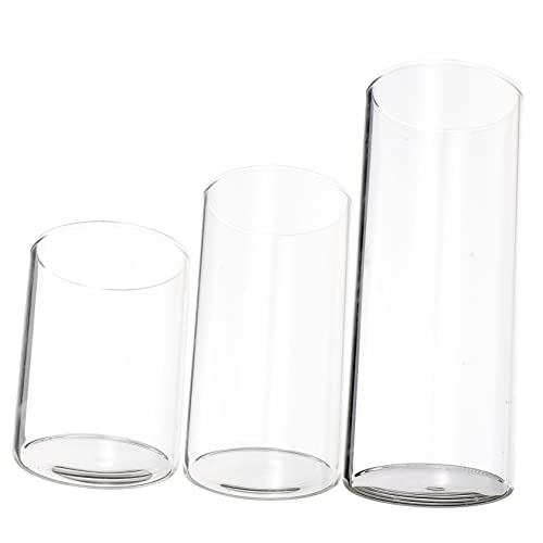 Gatuida 3pezzi Copricandele in Vetro Trasparente Portacandela Cilindrico in Vetro Paralume Tazza per Candele Domestiche Anti-Vento Design Semplice per Decorazioni Creative
