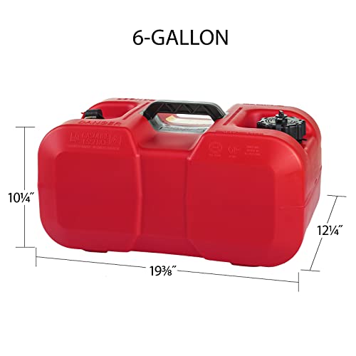 Scepter 10511 Rectanglular 6 Gallon Under Seat Portable Marine Fuel Tank With Handle, 19-Inches X 12-Inches X 10-Inches, Red #TOP1
