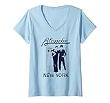Womens Blondie Parallel Lines Album Art New York Vintage Band V-Neck T-Shirt