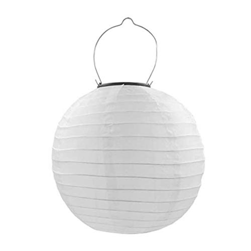 Farol solar LED de 20/25/30 cm for decoración de bodas, guirnalda de luces solares impermeables for exteriores, lámpara solar for jardín(White1,Diameter 20cm)
