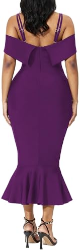 Image of SxClub Elegant Dress for Women Sexy 3 /4 Sleeve Business Knee Length Dresses Fishtail Zipper Belt