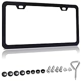 Matte Black License Plate Frames,Black Metal License Plate Frame,Slim License Plate Frame,Anti Theft
