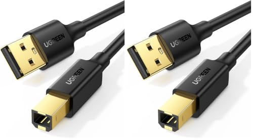 Image of UGREEN USB A to B Printer Cable 6.6ft, High Speed for HP Canon Brother (Pack of 2)
