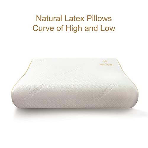 Buen Sueño Natural Latex Curve High-Low Throw Pillows, Contour Latex Pillow, Bed Pillow For Sleeping, Comfort Soft For Back, Side And Stomach Sleepers, Helps Relieve Shoulder And Neck Pain #TOP1