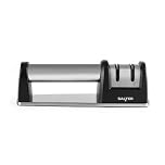 Salter Manual Knife Sharpener – 2-Stage Sharpening System, Tungsten Steel, Ceramic Rod for Fine Polishing, Easy Grip Handle, for Dull and Blunt Knives, Kitchen Knives, Non-Slip Base, Stainless Steel