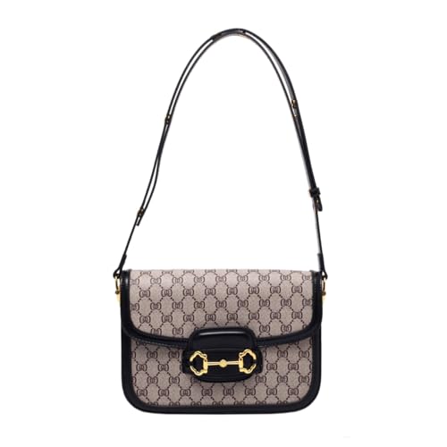 Women's Small Crossbody Bags with Golden Buckle Artificial Leather Purse Handbag in Fashionable Design (Black plus size)