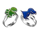 Dinosaurier Stimmungsring,Farbvarianten,Sensorische Stimmung,Temperaturmessung,Verstellbar Stimmungsring Kinder,Bequem Mood Ring,Anxiety Relief,Geeignet Als Geburtstagsgeschenk Für Jungen Und Mädchen