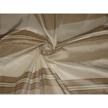 Tissu Dupioni en soie au mètre marron beige et crème pour couture sur mesure