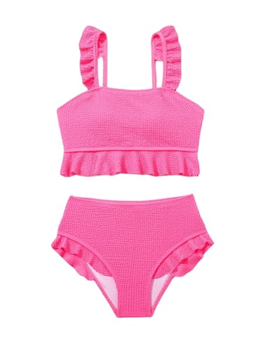 Image of Floerns Girl's 2 Piece Bathing Suit Ruffle Trim Summer Bikini Swimsuit