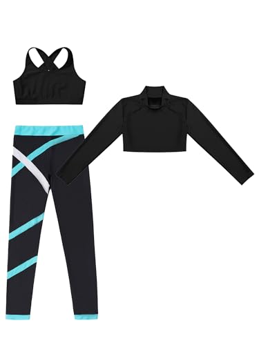 Kids Teen Girls Sport Dance Outfit Crop Tank Tops T-Shirts with Leggings Set Workout Running Activewear3