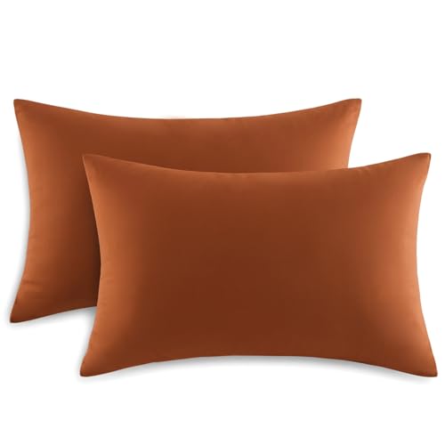 Tifschlaf Pillow Cases 2 Pack - Orange Pillowcases Plain Pack of 2, Super Soft Brushed Microfiber Standard Queen Pillow Covers With Envelope Closure, 50x75 cm