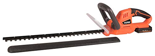 FERM HTM1002 Cordless Hedge Cutter and Trimmer with 20V 2.0Ah Lithium-Ion Battery Included, 580 mm Blade Length, Orange and Black