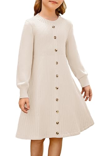 GRACE KARIN Girls Fall Sweater Dresses, Girl Long Sleeve Winter Dress, Kids Knit Casual Formal Dresses Size 6-14