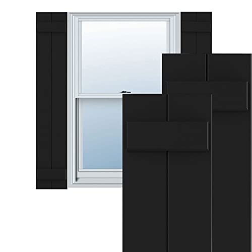Ekena Millwork 10 3/4"W x 75"H True Fit PVC Two Board Joined Board-n-Batten Shutters, Black (Per Pair - Hardware Not Included)
