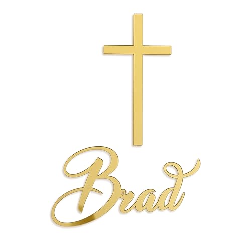 Nome personalizado e cruz cortado a laser, decoração de bolos, ornamento de bolo, presente de primeira comunhão, batismo cristão, meu batizado, Deus abençoe-o, God Bless, Topper do bolo