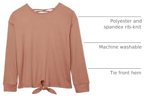Image of Long Sleeve Ribbed Tie Front Top