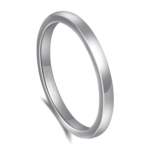 Alliance en tungstène bombée et polie de 2 à 4 mm pour homme et femme