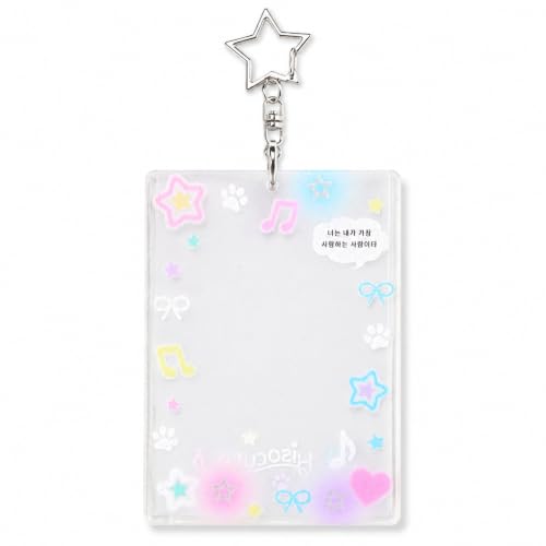 Image of Star Glitter Photocard Holder Keychain, 1 Pc Transparent Plastic ID Card Sleeve with Star-Shaped Clasp, Clear Protective Photo Case for Photocards and Bank Cards, 10 x 6.5 cm