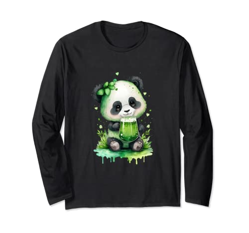 Oso panda del día de San Patricio Manga Larga