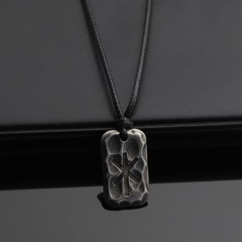 Image of Ankiyabe Stainless Steel Norse Viking Rune Pendant with Adjustable Braided Rope Good Luck /Love /Strenght /Health Viking Symbol Necklace for Men Women